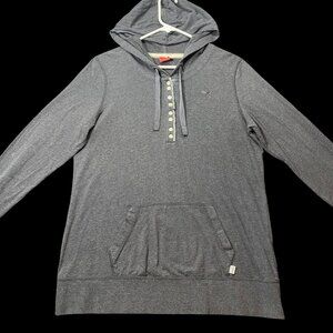 Puma Womens Gray Hooded Sweatshirt Top Button Accents & Kangaroo Pocket XL